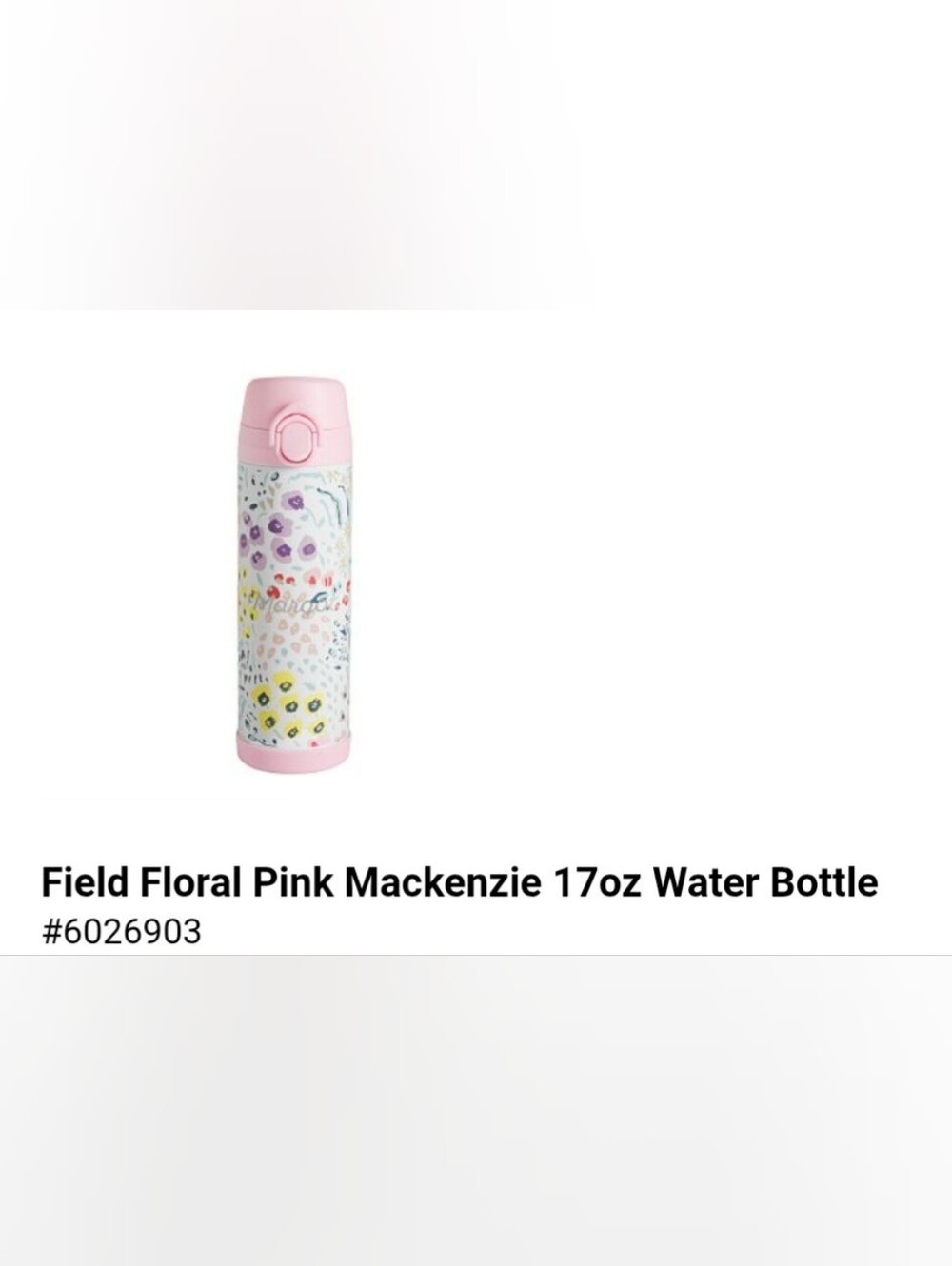 kenzie Field Floral Pink Kids Water Bottle and Hot and Cold Container Bundle
